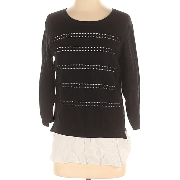 Anthropologie Angel of The North Cashmere Blend Navy Blue Layered Top Sweater - Picture 1 of 6